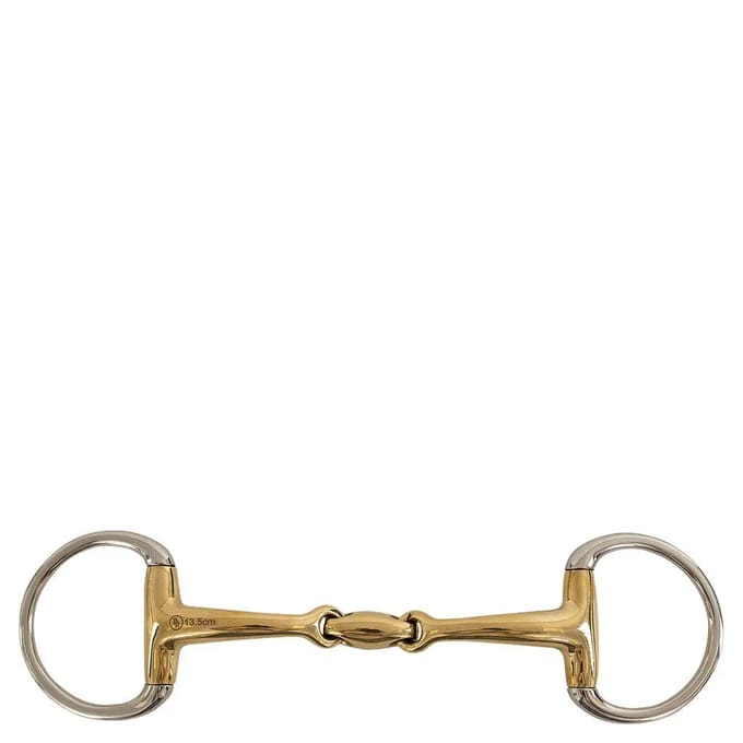 Gebogen olijfbit voor paarden met dubbele riemen BR Equitation Soft Contact