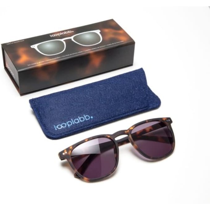Looplabb zonnebril op sterkte, sterkte +2,50, model the george, kleur schildpad