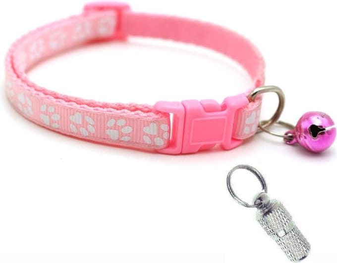 Verstelbare kat halsband met adreskoker lichtroze