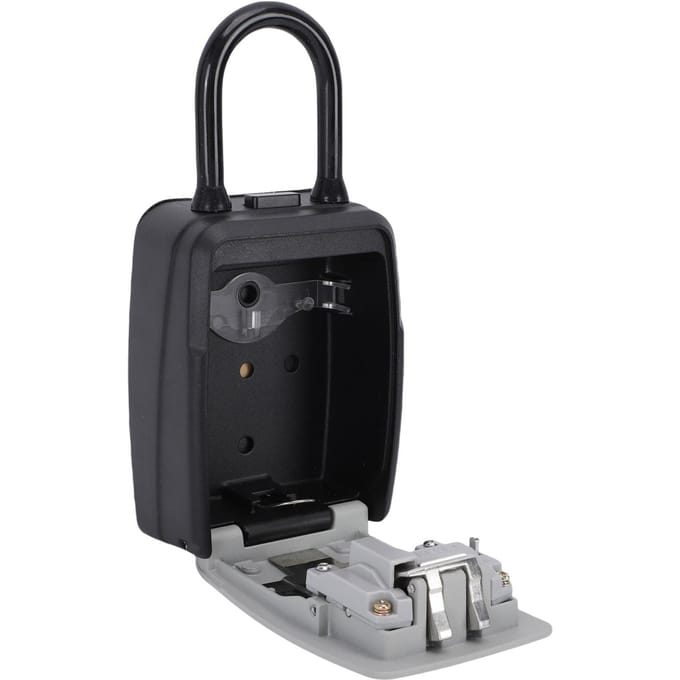 Boîte à clés à code en alliage d'aluminium grande capacité 4 chiffres pour appartement black