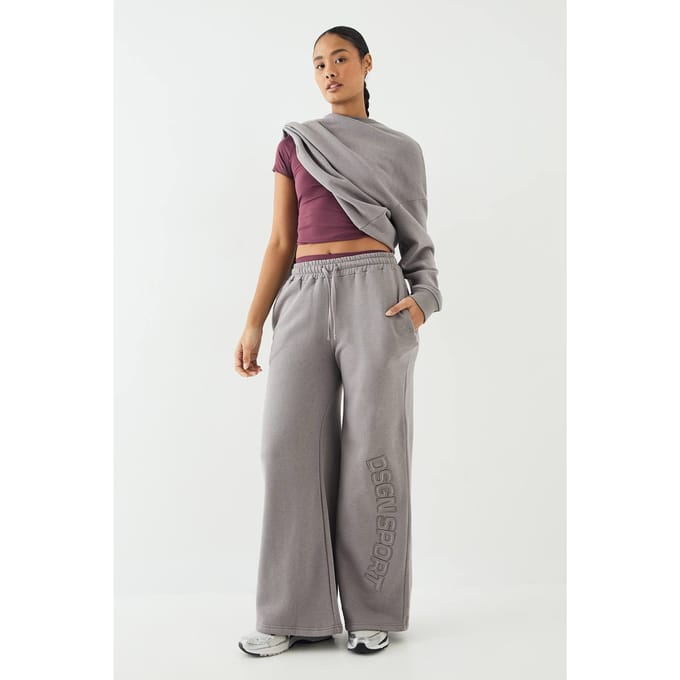 Dames DSGN Studio Self Fabric Applique Wijde Pijp Jogger | Charcoal | Maat: 3XL