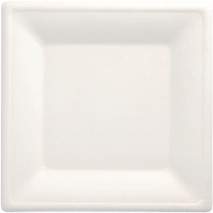 1x 100 Borden van suikerriet pure hoekig 26 cm x 26 cm wit