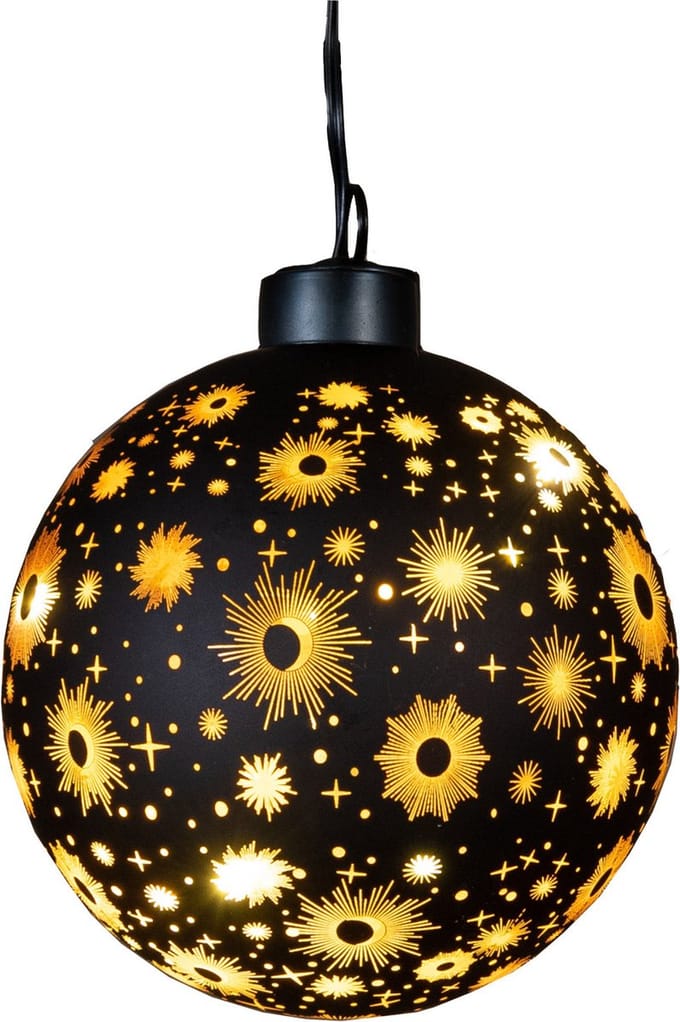 Anna Collection Verlichte bal/kerstbal - zwart kosmos - 10 cm - bewegend licht - warm wit
