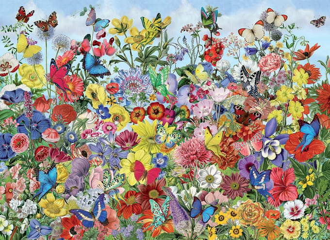 Puzzel 1000 Stukken: Tuin Vol Vlinders
