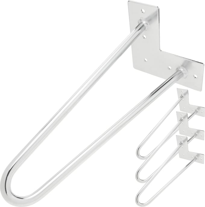 PrimeMatik - Tafel- en meubelpoten Verchroomde poten 2 stangen 41 cm 4-pack