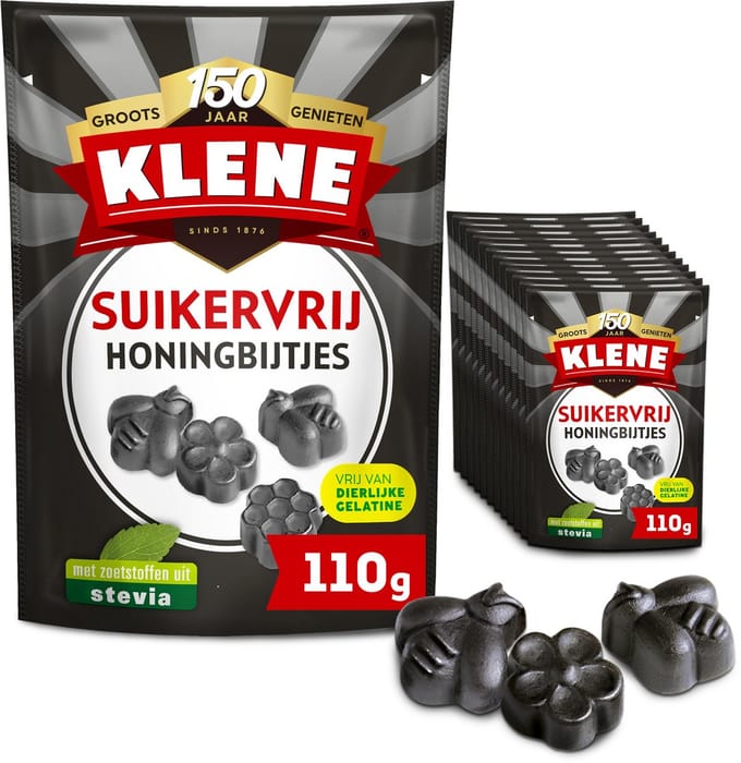 Klene Honingbijtjes - Drop - Honing - Suikervrij - 12x110g