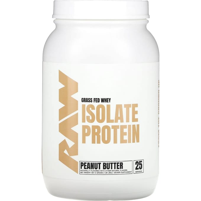 Raw Nutrition, Isolat de Protéine de Whey Nourri à l'Herbe, Beurre de Cacahuète, 1,89 lb (857,5 g)
