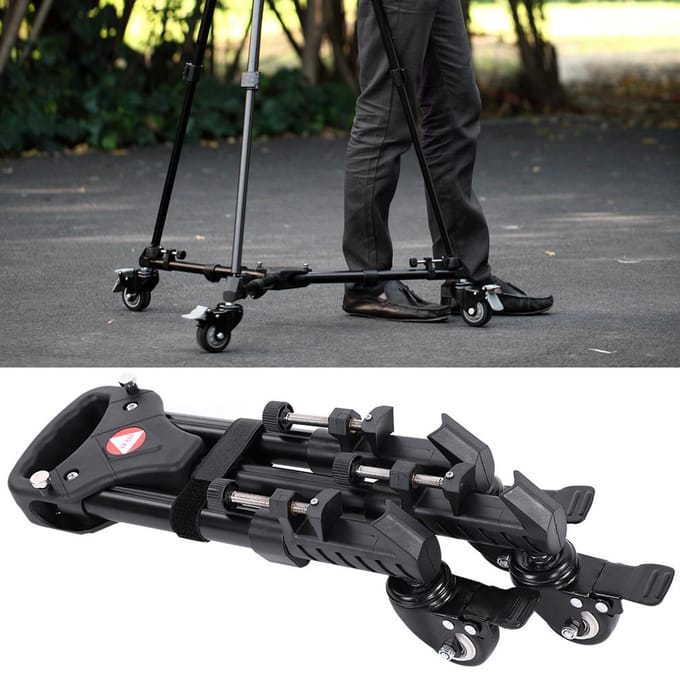 Kingjoy VX-600 Opvouwbare Statief Dolly 3 Wielen Standaard Katrolbasis Universele Camera black