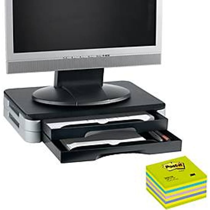 Monitor-/printerstandaard + Post-it blok neongroen 76x76 mm, GRATIS