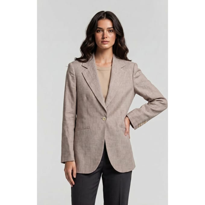Brooks Brothers Jacket Linen Beige Größe: M | Blazer Outlet | Damen | Braun