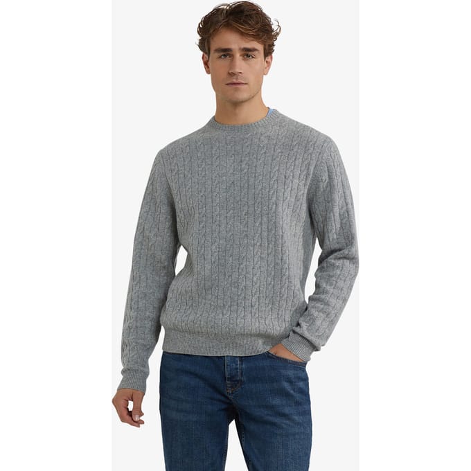 McGregor Cable Crew Neck Sweater Medium Grey Melange Taglia: 3XL | Maglioni a maglia Outlet | Uomo | Grigio
