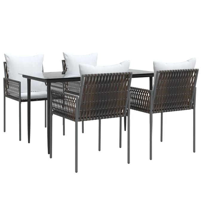 vidaXL - 5-delige - Tuinset - met - kussens - poly - rattan - en - staal