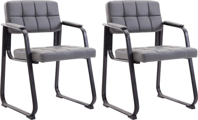 CLP Canada B Set van 2 eetkamerstoelen - met armleuning - Zwart Frame - Kunstleer - grijs