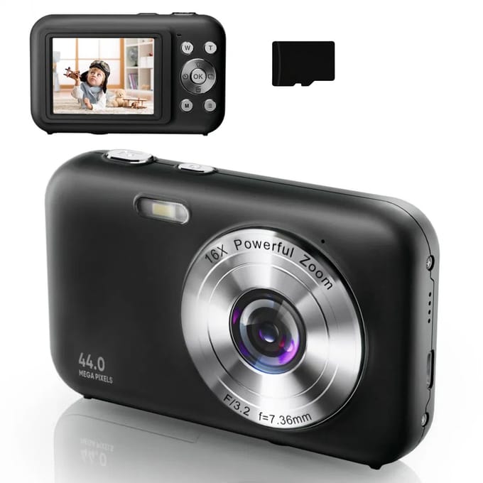 Digitale camera 1080P 44MP 16x zoom 2,4-inch scherm, 32GB kaart