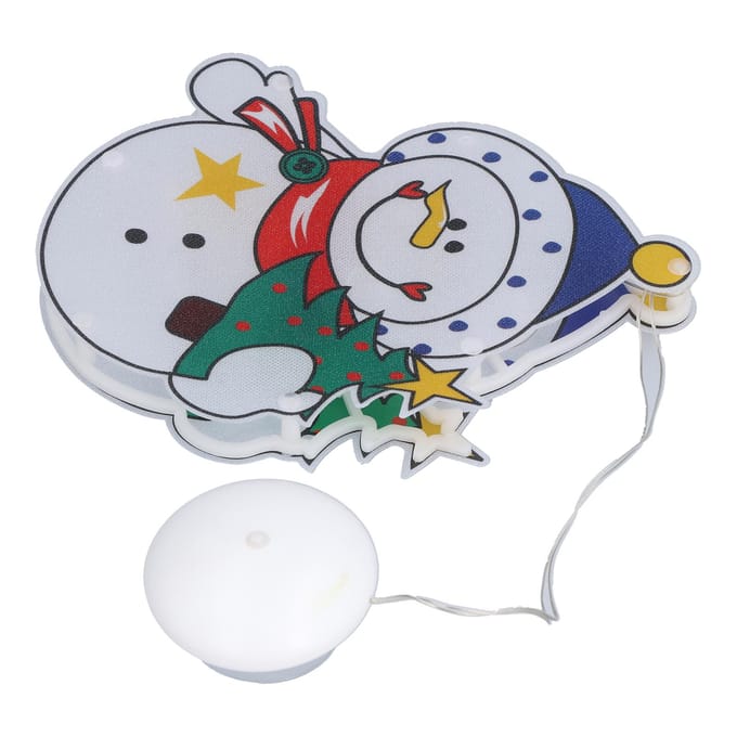 Kerst Sneeuwpop LED Raamlicht Batterijgevoed Hanglicht met Zuignap voor Kerst gray