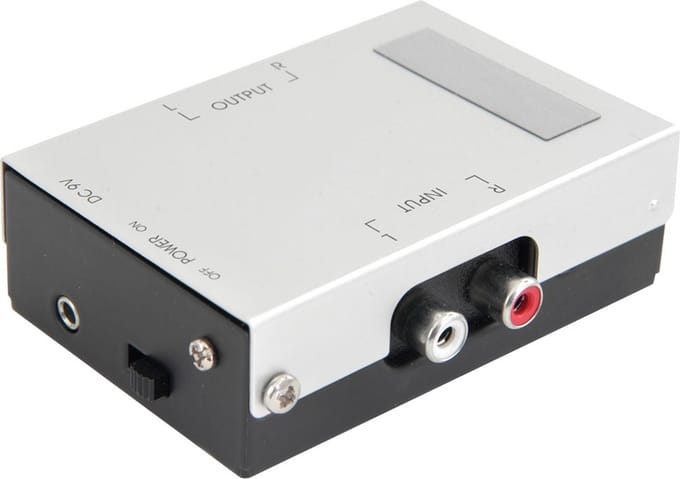 AV:Link STP-2 phono-voorversterker met RIAA-correctie en aardklem voor platenspeler
