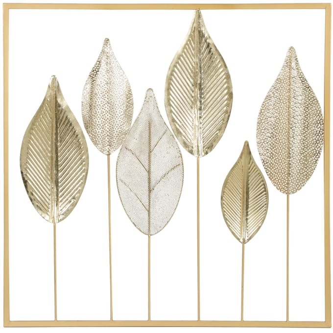 Daity Metalen frame, bladmotief, wanddecoratie, moderne stijl, goud