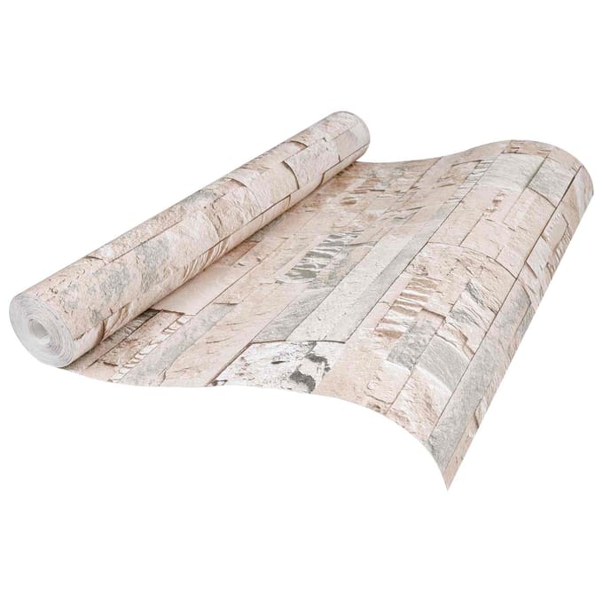 vidaXL - 3D - Steen - Behang - Beige - 10 - x - 0,53 - m - Non-Woven - Stof