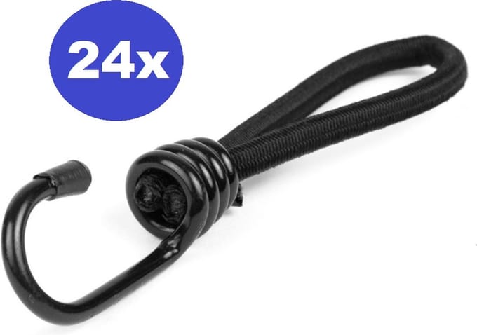 24 x Spanelastieken met haak (enkele) 6 mm 20 cm