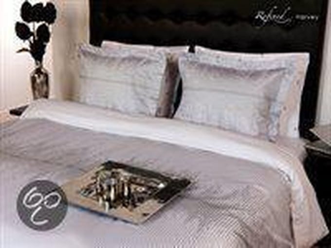 HNL Refined Harvey Dekbedovertrek - Eenpersoons - 140x200/220 cm - Wit/Zilver