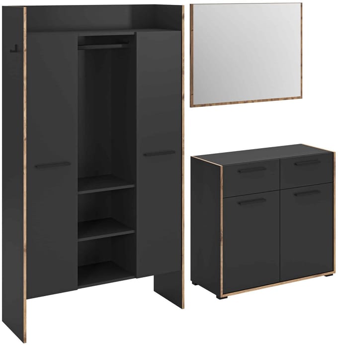 Bueno Garderobekast Basalt Melamine Trim NoxOak NB - 37x215x189cm