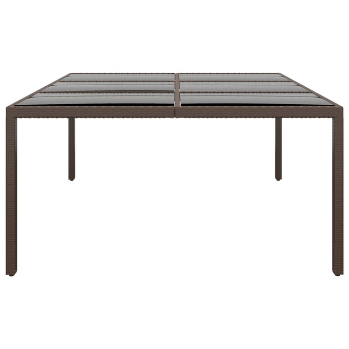 vidaXL - Tuintafel - met - glazen - blad - 200x150x75 - cm - rattan - bruin