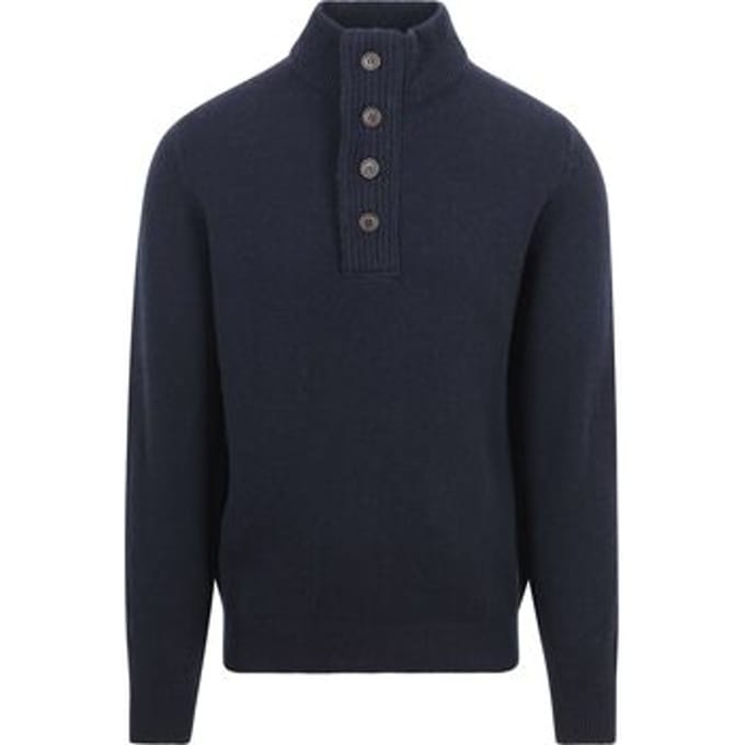 Barbour Trui Wol Patch Navy - Maat S - Heren - Quarter zip