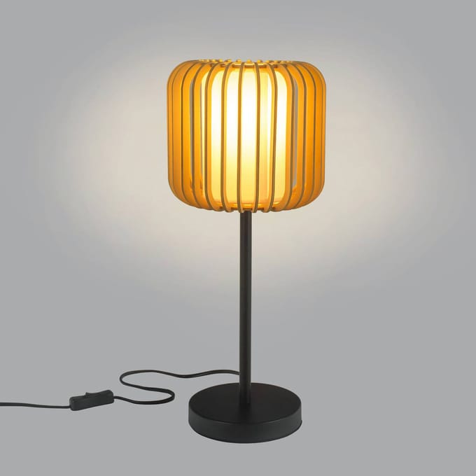 Forlight tafellamp Viva, lichtbruin, hout/metaal, hoogte 49 cm