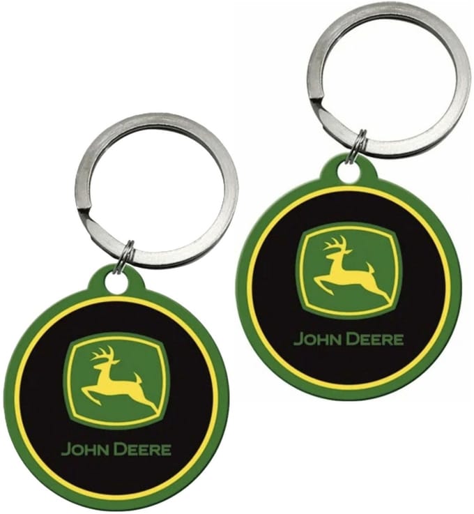 Sleutelhanger Tractor/trekker - 2x - John Deere - 4,5 x 6 cm - staal/epoxy - sleutelhangers - gadgets