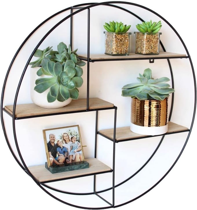 ZRSS® Wandrek Rond - Wandplank Industrieel - Wanddecoratie Hangend - Zwart