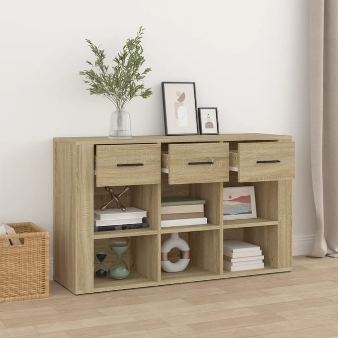 vidaXL - Dressoir - 100x30x59,5 - cm - bewerkt - hout - sonoma - eikenkleurig