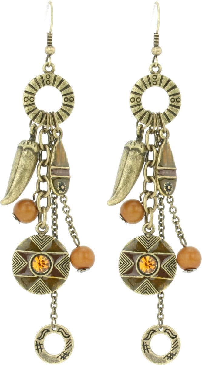 Behave - Oorbellen retro stijl bronskleur bruin - Boho statement look