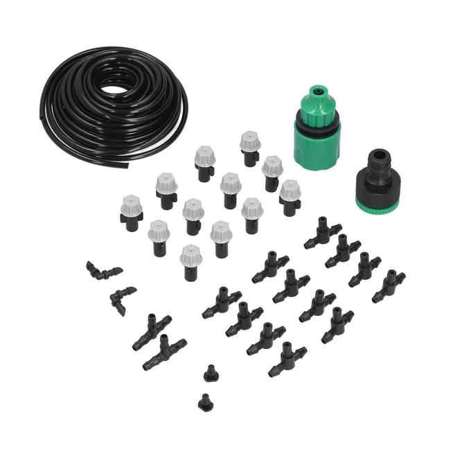 Irrigatieset 10m Slang Besproeiingssproeier Prikvrij Automatisch Vernevelend Mondstuk Tuinirrigatie black