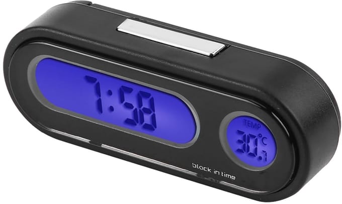 Digitale Klok - Mini Thermometer - Auto Interieur - 2-in-1 Functie - 7.5 cm - Zwart