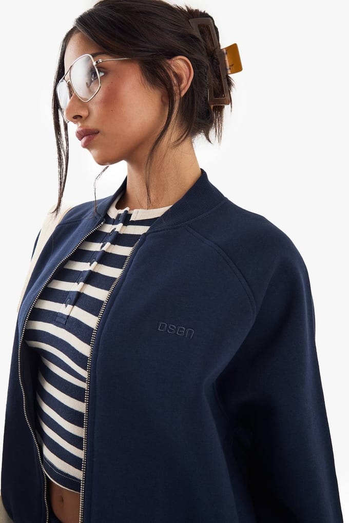 boohoo Dames DSGN Studio Bomber met ritssluiting | Marineblauw | Maat: 2XL