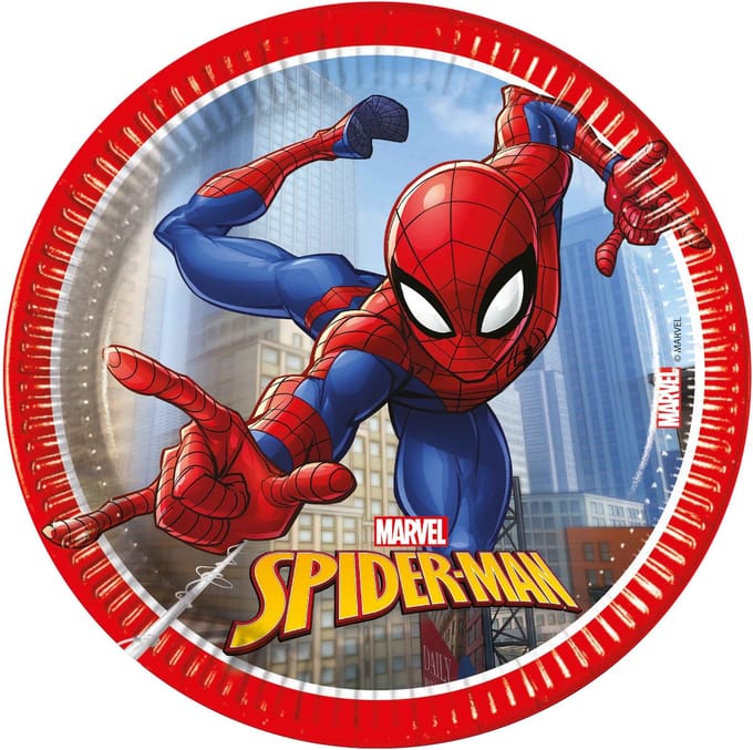 Vegaoo - 8 Spiderman Fighter papieren borden van 20 cm