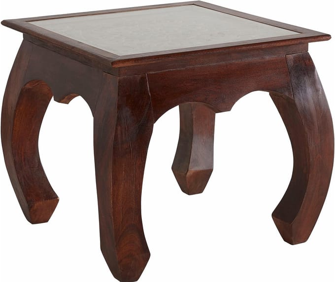 Prem-Bijzettafel - Glas & Acacia - Grijs