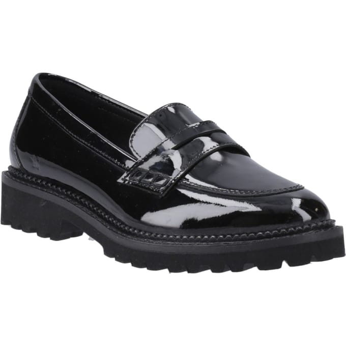 Hush Puppies Grazia Meisjes Zwarte Leren Mocassins