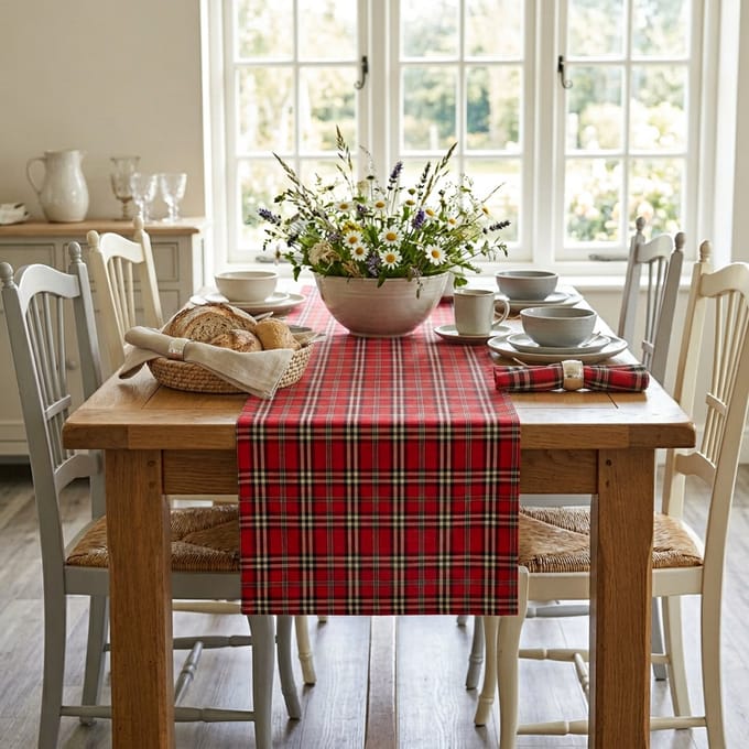 Tafelloper Castle – Rood Geruit – 50x150 cm – Schotse Ruit / Tartan / Kerst
