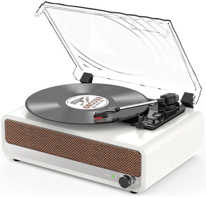 CRLYN® Platenspeler Bluetooth - CD Speler met Speakers - Vintage - Wit
