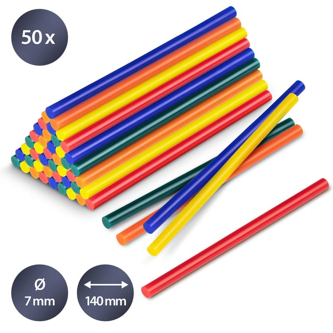 Set met gekleurde lijmpatronen, 50 stuks (Ø 7 mm)