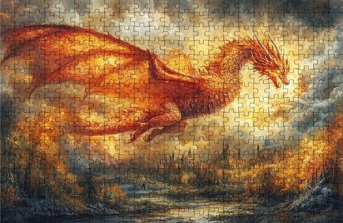 Puzzel 2000 stukjes - Houten puzzel - Ontspanning thuis - Gedetailleerd ontwerp - 70 x 100 cm - Draak