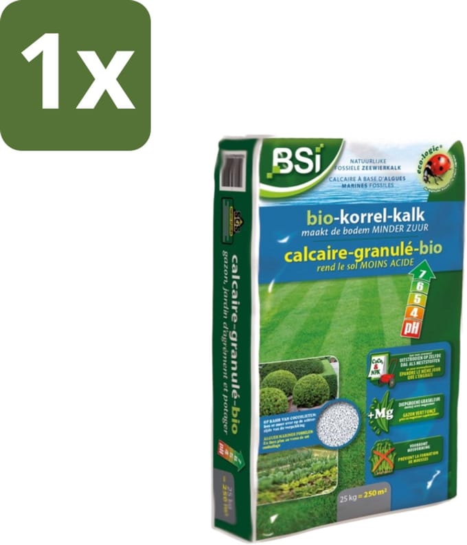BSI – Bio Korrelkalk – Bodemverbetering & Ontzuring – 25 kg - 1 stuk