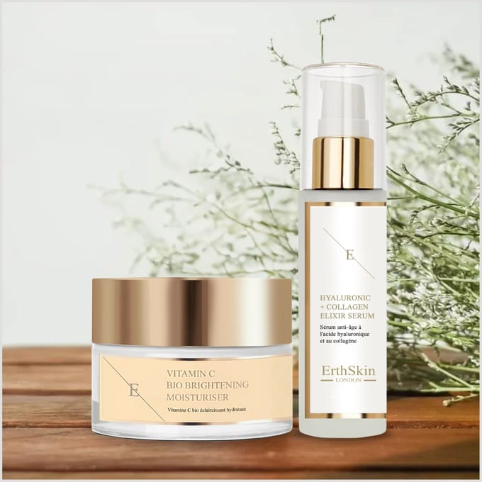 Vitamine C Bio Brightening Hydraterende Crème 50ml + Hydrozuur & Collageen Serum - 60ml