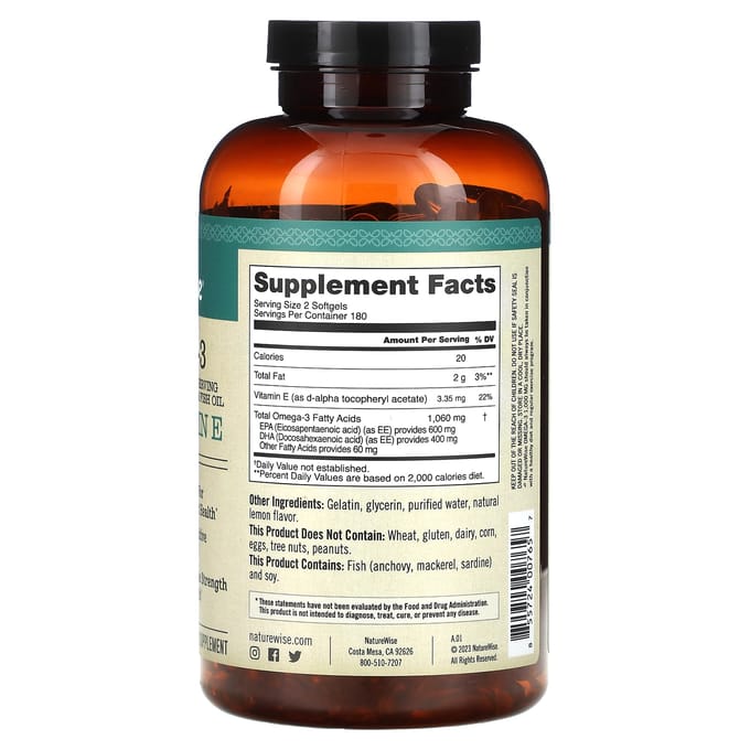 Omega 3 Plus Vitamine E, 360 Softgels