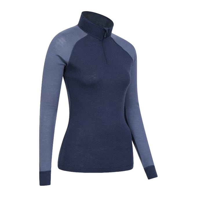 Mountain Warehouse Dames Merino Wol Zip Neck Thermo Top (Navy)