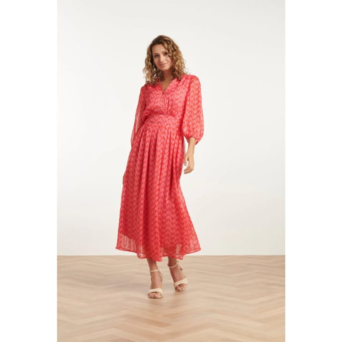 Smashed Lemon 25050 elegante maxi chiffon jurk met schelpprint |