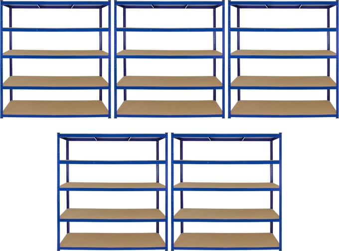 T-rax stellingkasten - blauw - 160x60x180 cm - bundel van 5