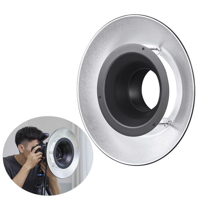Godox RFT25S Reflector met Zilveren Binnenzijde voor Godox R200 Ringflitskop zwart