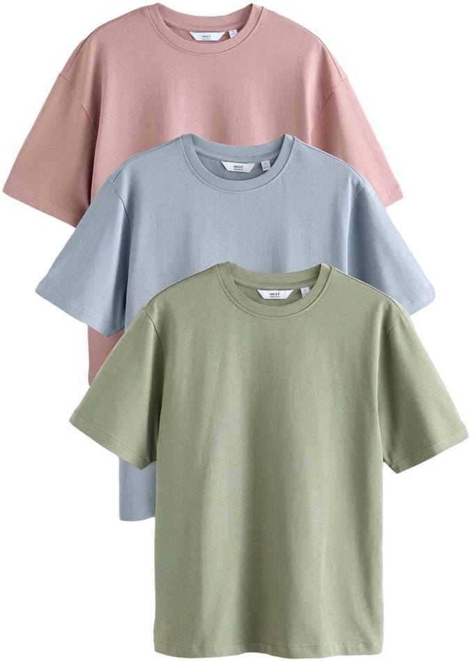 Next - Heren - Set van 3 T-shirts met standaard pasvorm - Blauw